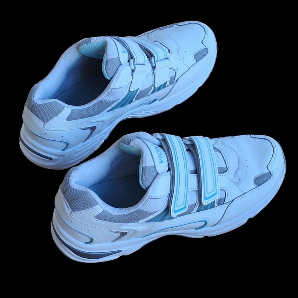 Women's Vionic Tabi Walking Shoe Two Strap Comfort Sneaker White Blue Leather 11 - Picture 13 of 16